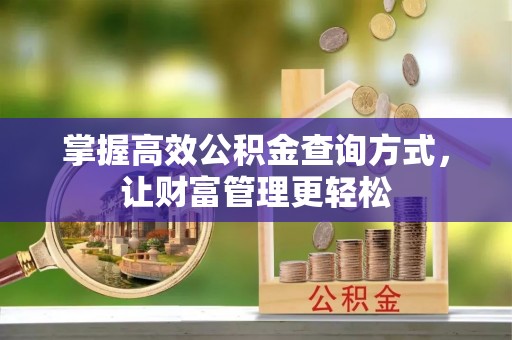 苑里掌握高效公积金查询方式，让财富管理更轻松
